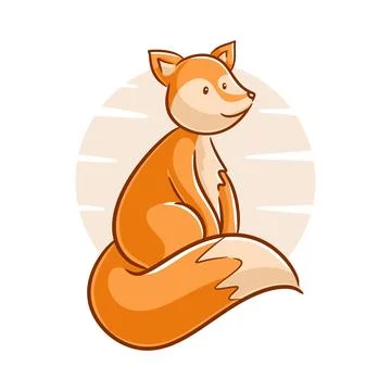 Cute fox cartoon vector illustration on a white background 스톡 일러스트