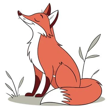 Cute Fox Character Flat Vector Illustration Stock Illustration