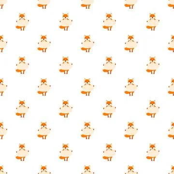 Cute fox character holding blank sign seamless pattern Illustrazione stock