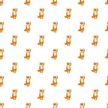 Cute fox character waving hand seamless pattern Stockillustratie