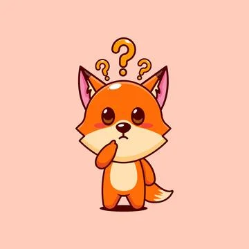 Cute fox is confused cartoon vector illustration Stock Illustration