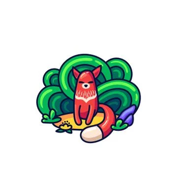 Cute fox in doodle style. Stock-Illustration