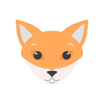 Cute fox face, head portrait of orange animal character of woodland Stock Illustration