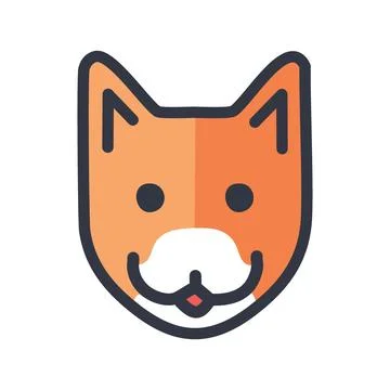 Cute fox face icon. A simple illustration of a fox face, perfect for use in.. Stock Illustration