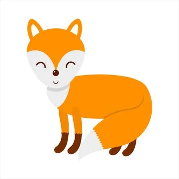 Cute fox, flat vector illustration Stock Illustration