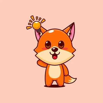 Cute fox get an idea cartoon vector illustration Stock Illustration