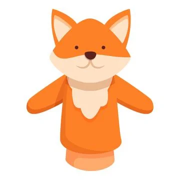 Cute fox handle doll icon cartoon vector. Puppet toy Stock Illustration