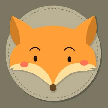 Cute Fox Head Cartoon Vector Stock Illustration