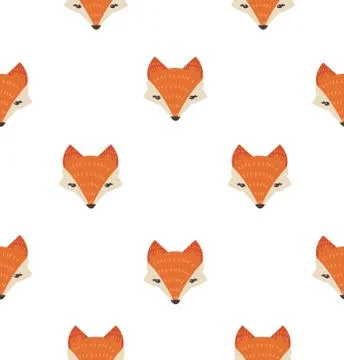 Cute fox head seamless pattern Stock Illustration