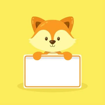 Cute Fox Holding Blank Text Board Stock Illustration