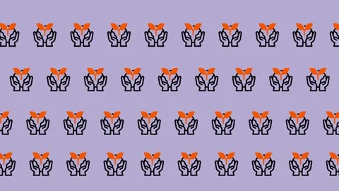 Cute Fox Icon Pattern on Purple Background. Stock Footage 325383562