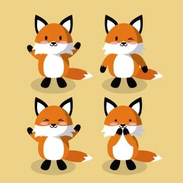 Cute fox icons イラスト素材