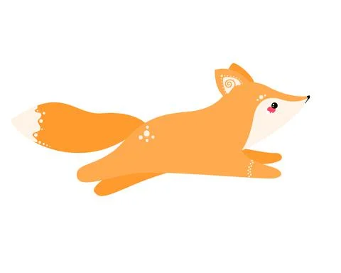 Cute fox isolated on white background. Vector illustration in a flat style Stock Illustration