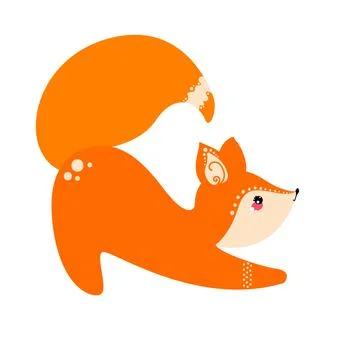 Cute fox isolated on white background. Vector illustration in a flat style Stock Illustration