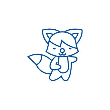 Cute fox line icon concept. Cute fox flat vector symbol, sign, outline Illustrazione stock