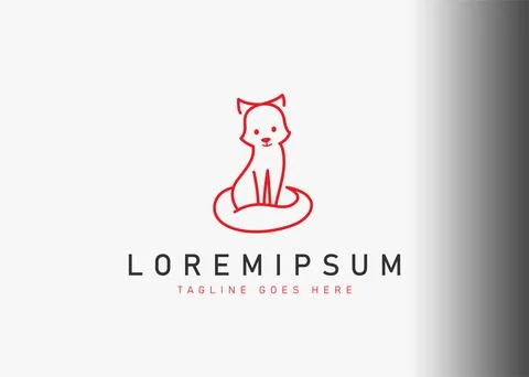 Cute fox logo design. Icon vector illustration of cute fox sitting isolated o Stockillustratie