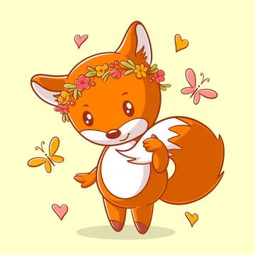 Cute fox is posing smiling Stock Illustration