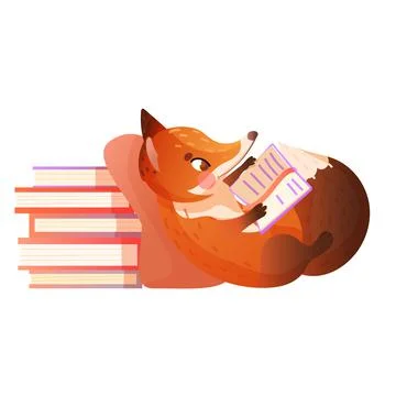 Cute fox reading. 스톡 일러스트