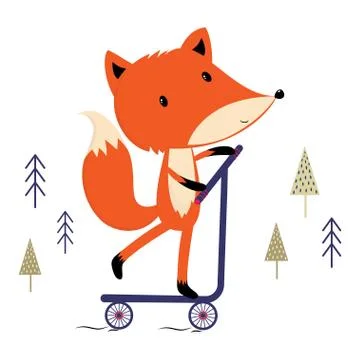 Cute fox scooter Stock Illustration