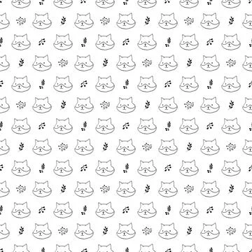 Cute Fox Seamless pattern. Cartoon Animals in forest background. Vector illus Illustrazione stock