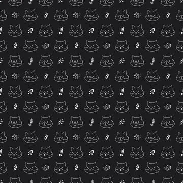 Cute Fox Seamless pattern. Cartoon Animals in forest background. Vector illus Stock Illustration