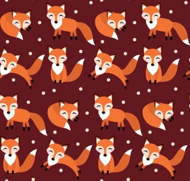 Cute fox seamless pattern. Foxy endless background, texture. Children s backdrop Stock Illustration