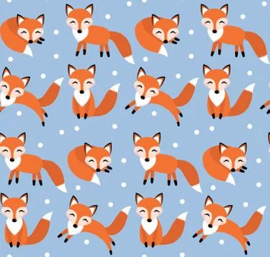 Cute fox seamless pattern. Foxy endless background, texture. Children s backdrop Stock Illustration