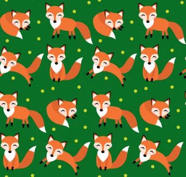 Cute fox seamless pattern. Foxy endless background, texture. Children s backdrop Illustrazione stock