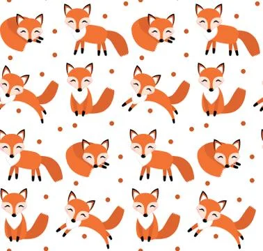 Cute fox seamless pattern. Foxy endless background, texture. Children s backdrop Stock Illustration
