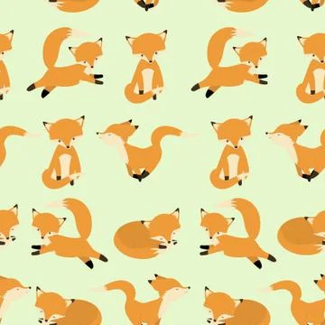 Cute fox seamless pattern. Foxy endless background, texture. Children's backdrop Illustrazione stock