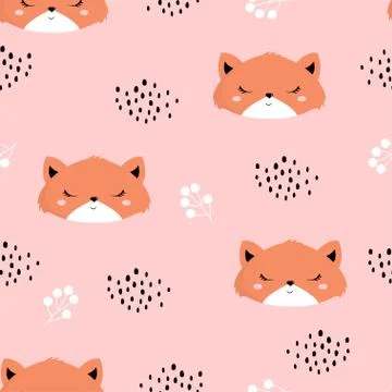 Cute fox seamless pattern Stock Illustration
