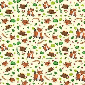 Cute fox seamless pattern Illustrazione stock