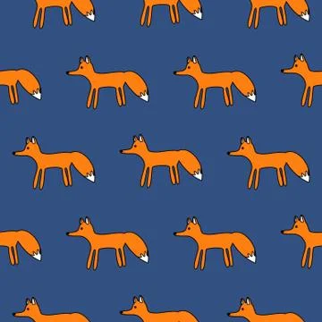 Cute fox seamless simple vector pattern. Illustrazione stock