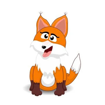 Cute fox sit on ground Stock Illustration