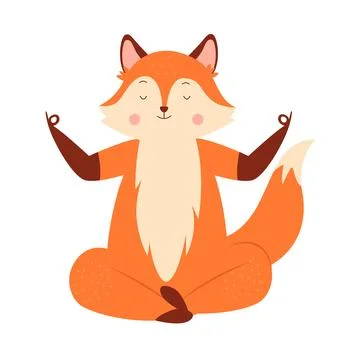 Cute fox sitting in lotus pose Illustrazione stock