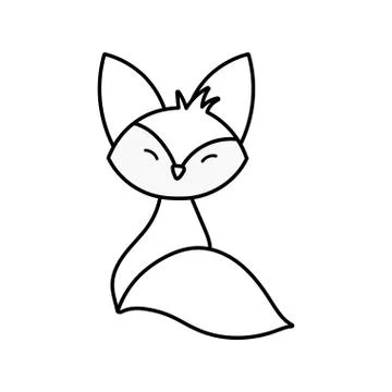 Cute fox sitting on white background thick line Illustrazione stock