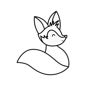 Cute fox sitting on white background thick line Illustrazione stock