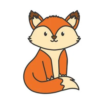 Cute fox sitting on white background Illustrazione stock