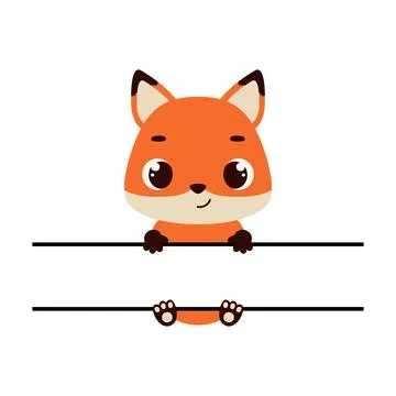 Cute fox split monogram. Funny cartoon character for shirt, scrapbooking, g.. Stock Illustration