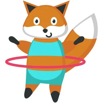 Cute fox training with hoop vector character icon Stock Illustration