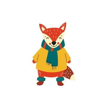 Cute fox. Vector animal on a white background Stock Illustration