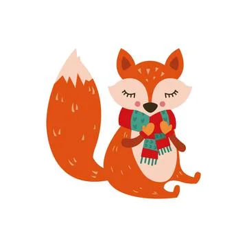 Cute fox. Vector illustration, eps on a white background Illustrazione stock