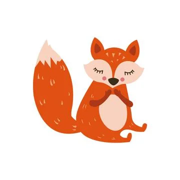 Cute fox. Vector illustration, eps on a white background 스톡 일러스트