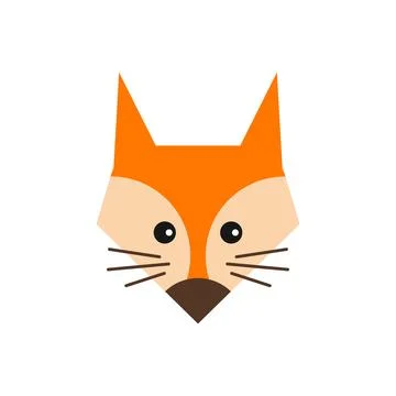 Cute fox. Vector illustration in simple style, icon isolated on white backgro Stock Illustration