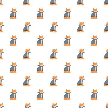 Cute fox wearing blue cape repeating pattern Stock Illustration