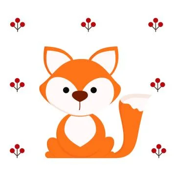 Cute fox on white background Stock Illustration