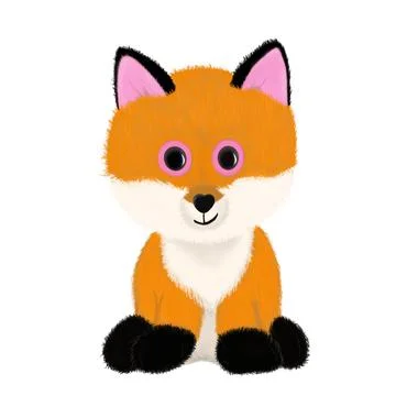 Cute fox on a white background, illustration Stock Illustration