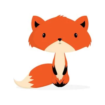 Cute fox on white Stock Illustration