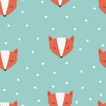 Cute foxes seamless pattern Stock Illustration