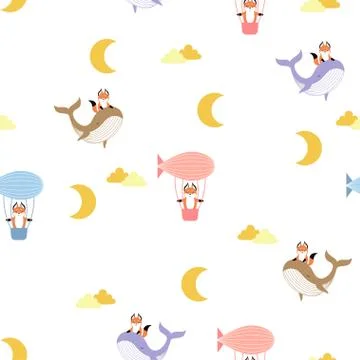 Cute foxes seamless pattern Stock Illustration